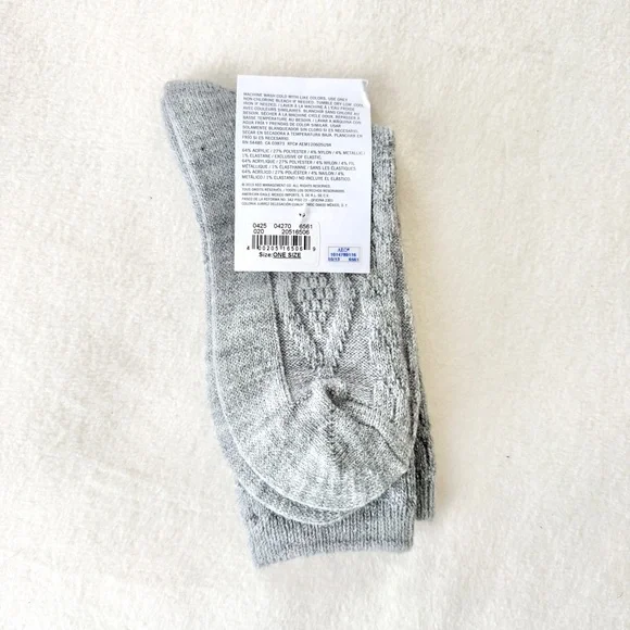 American Eagle Crew Cable Knit Socks – Grey with Silver Sparkle – NWT - Picture 2 of 2
